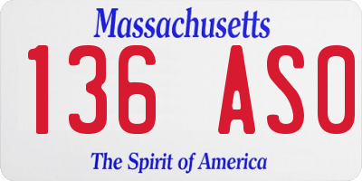 MA license plate 136AS0