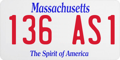 MA license plate 136AS1