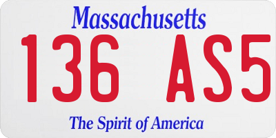 MA license plate 136AS5