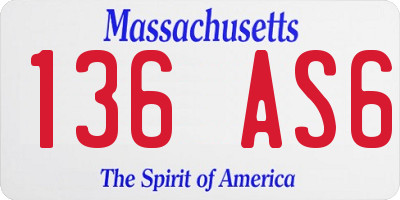 MA license plate 136AS6