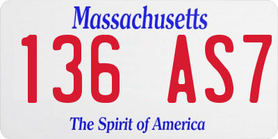 MA license plate 136AS7