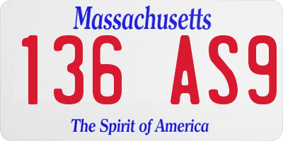 MA license plate 136AS9