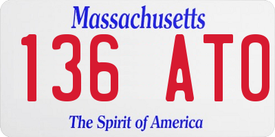 MA license plate 136AT0