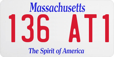 MA license plate 136AT1