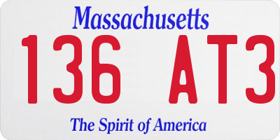 MA license plate 136AT3