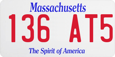 MA license plate 136AT5