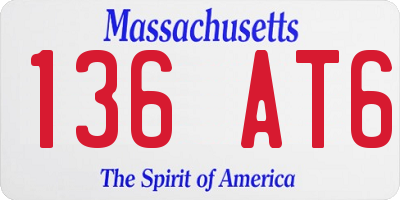 MA license plate 136AT6