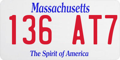 MA license plate 136AT7