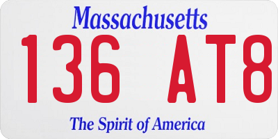 MA license plate 136AT8
