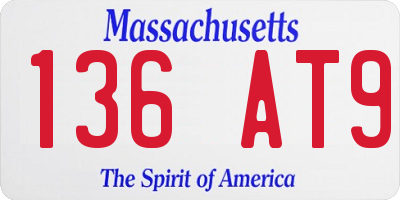 MA license plate 136AT9