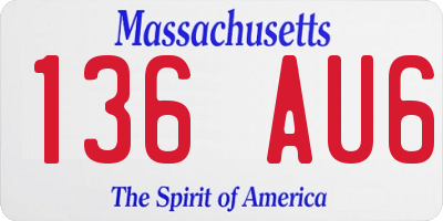 MA license plate 136AU6