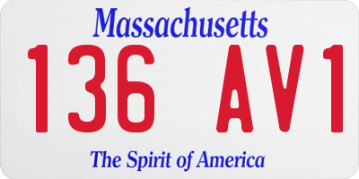 MA license plate 136AV1