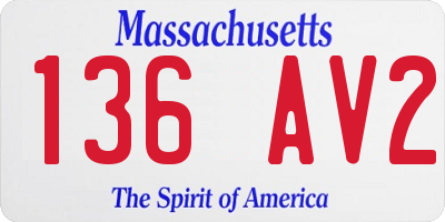 MA license plate 136AV2