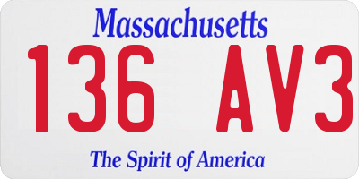 MA license plate 136AV3