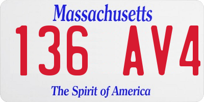 MA license plate 136AV4