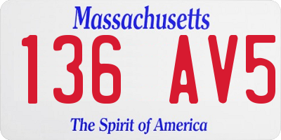 MA license plate 136AV5
