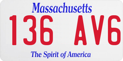MA license plate 136AV6