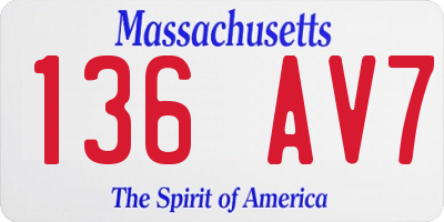 MA license plate 136AV7