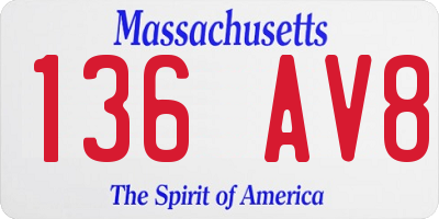 MA license plate 136AV8