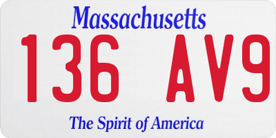 MA license plate 136AV9