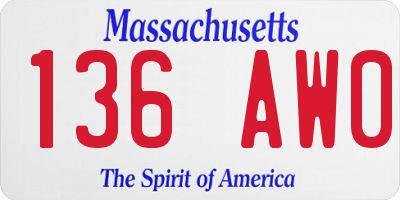 MA license plate 136AW0