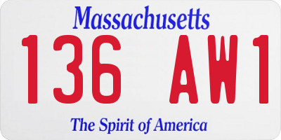 MA license plate 136AW1