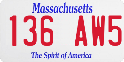 MA license plate 136AW5