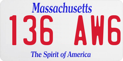MA license plate 136AW6