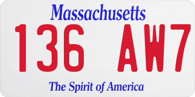 MA license plate 136AW7