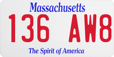 MA license plate 136AW8