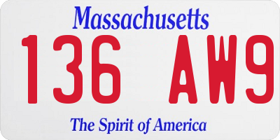 MA license plate 136AW9