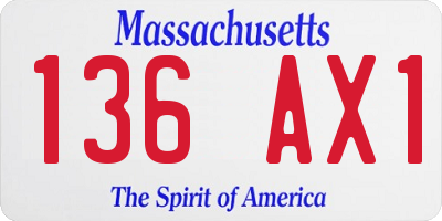 MA license plate 136AX1