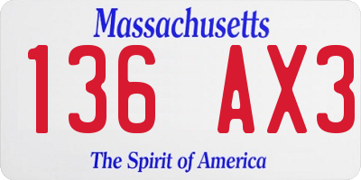 MA license plate 136AX3