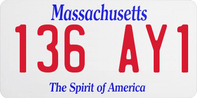 MA license plate 136AY1