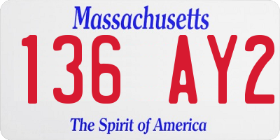 MA license plate 136AY2