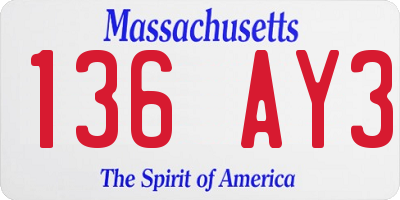 MA license plate 136AY3