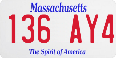 MA license plate 136AY4