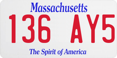 MA license plate 136AY5