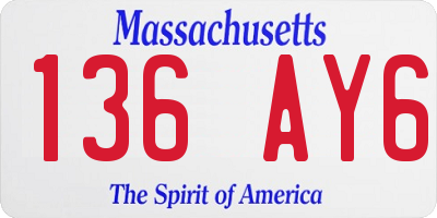 MA license plate 136AY6