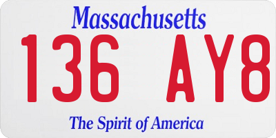 MA license plate 136AY8