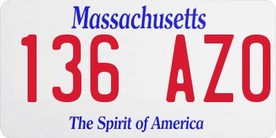 MA license plate 136AZ0