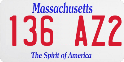 MA license plate 136AZ2