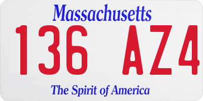 MA license plate 136AZ4