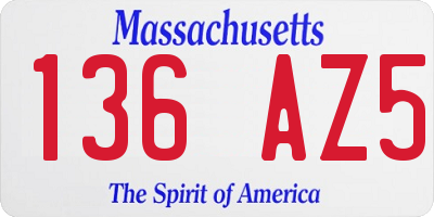 MA license plate 136AZ5
