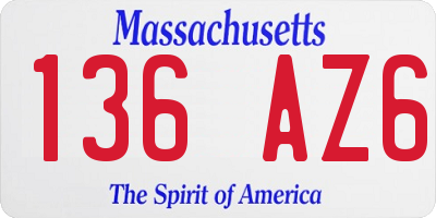 MA license plate 136AZ6