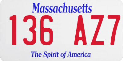 MA license plate 136AZ7
