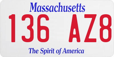 MA license plate 136AZ8