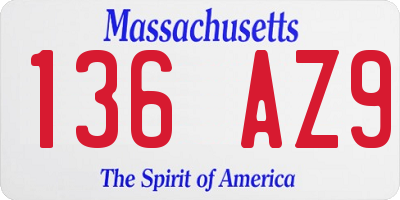 MA license plate 136AZ9