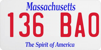MA license plate 136BA0