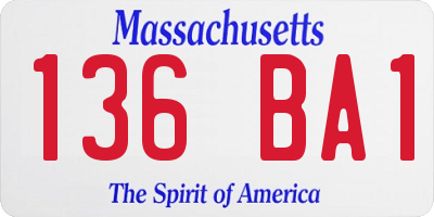 MA license plate 136BA1